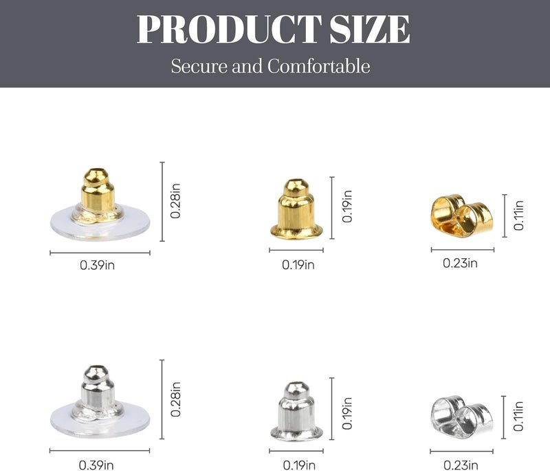 DSOMHZ 6 Styles Earring Backs for Studs/Droopy Ears/Heavy Earring,170 Pcs Clear Metal Backs Replacements Hypoallergenic Backings Clutch Stoppers Kits for Fish Hook Studs Hoops - Image 5